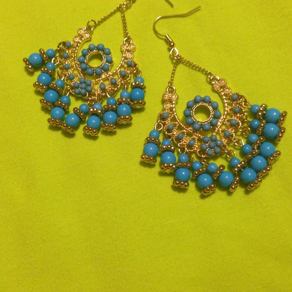 Reserved!! Blue chandelier earrings NWOT