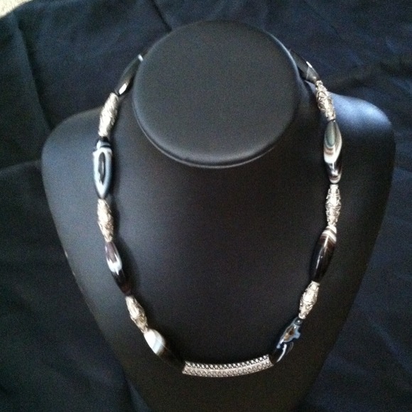 Black Agate & Sterling silver necklace