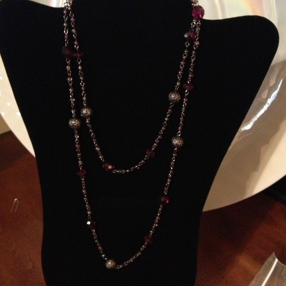 Hematite and purple necklace