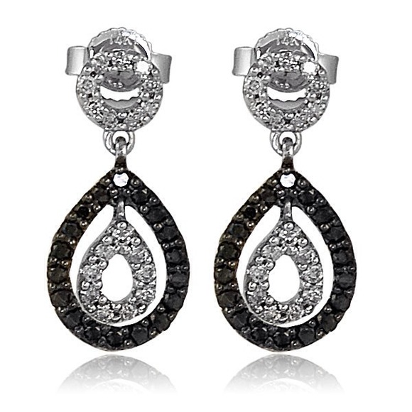 White gold and black diamond earrings