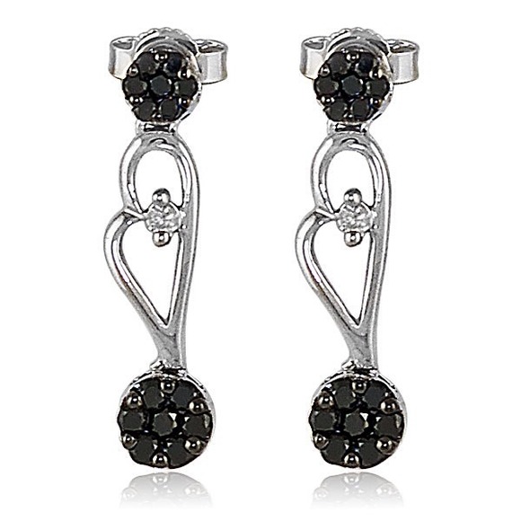 Black diamond in 14K gold earrings