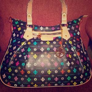 REDUCED Black Fleur de Lis Purse