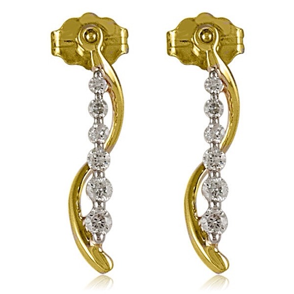14K yellow gold and white diamonds earrings