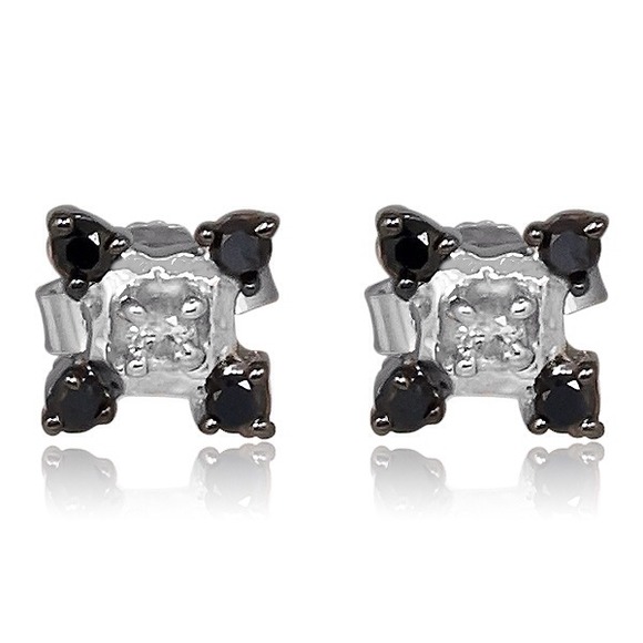 10K gold black diamond ear studs
