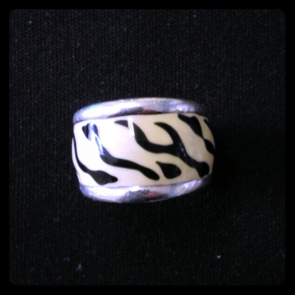 Sterling silver with zebra print ring SOLD ON EBAY