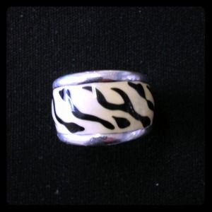 Sterling silver with zebra print ring SOLD ON EBAY