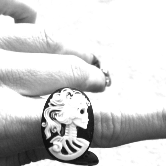 Retro hipster day of dead ring in black