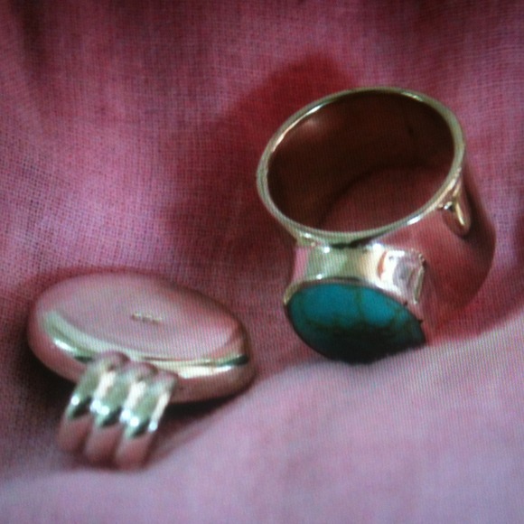 Sterling Silver Turquoise Set Ring Pendant Earring - Picture 2 of 4