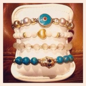 Turquoise and Gold Skull Bracelet Collection