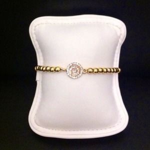 Gold Pave Swirl Bead Bracelet