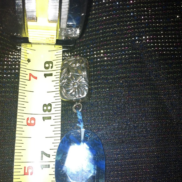 Blue glass stone necklace with 925 silver clasp