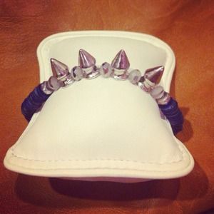 Silver Spike Vinyl Disc Bead Bracelet