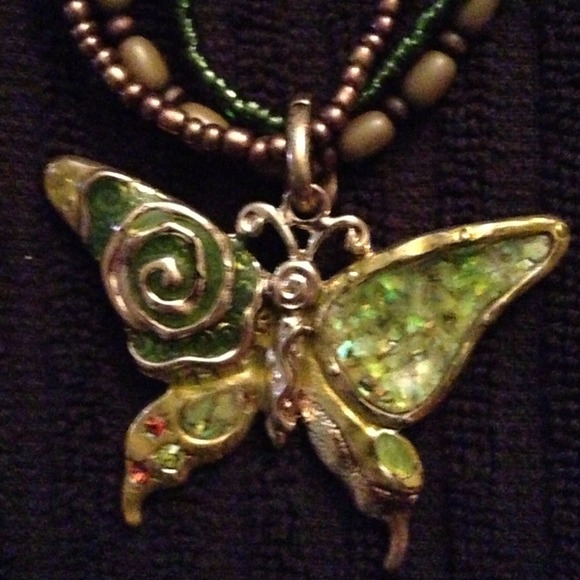 Butterfly necklace, earring set - Picture 2 of 4