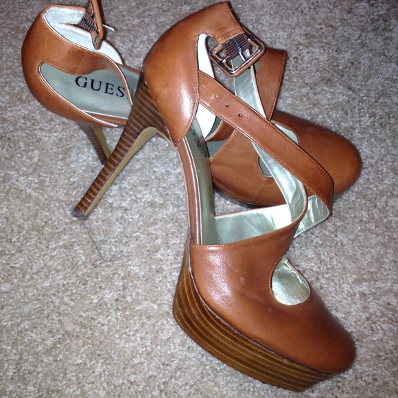 Guess Camel colored heels/Steve Madden blue heel
