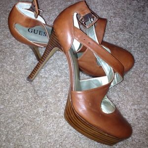 Guess Camel colored heels/Steve Madden blue heel
