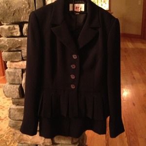 Navy blue petite peplum suit