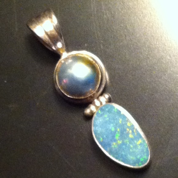 Custom Pearl Opal & Sterling Silver Pendant