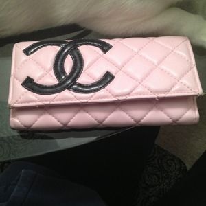 Pink Chanel leather wallet