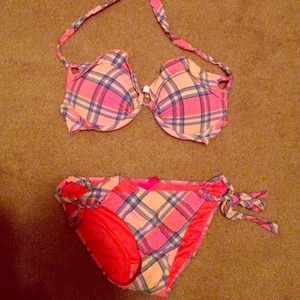 VS pink plaid swim suit 34C/small