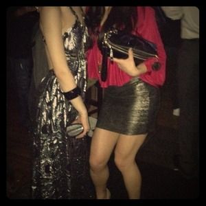 BCBG gold and black power skirt