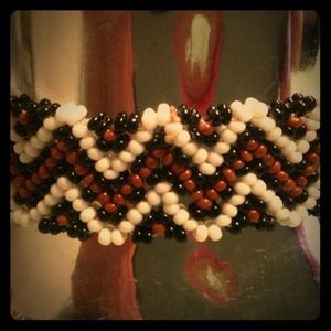 Beaded Bracelet Black Brown White