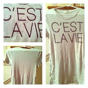 JCrew C'eat La Vie Light Grey Beaded Tee REDUCED
