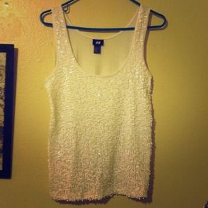 White Sequin Tank