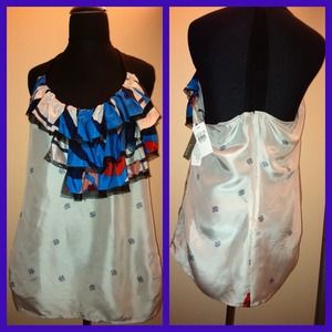 Backless Blouse w/beautiful Ruffle front🎀