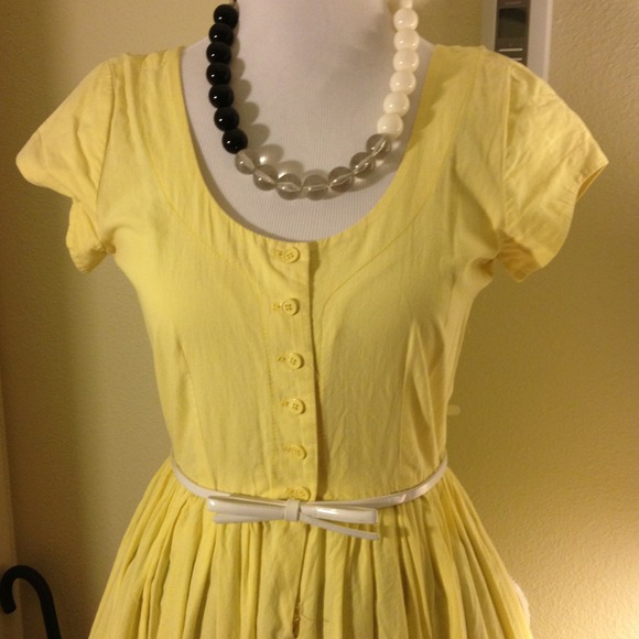 Vintage Neiman Marcus yellow pinup swing dress - Picture 2 of 4