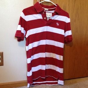 Abercrombie & Fitch Red-and-White Striped Polo