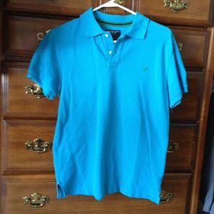 American Eagle Blue Polo with Green Eagle