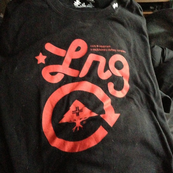 Black with red logo LRG t shirt. XL