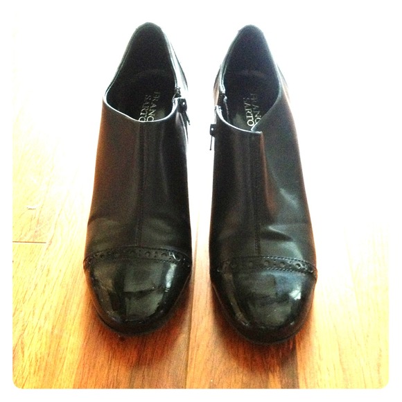Black leather booties