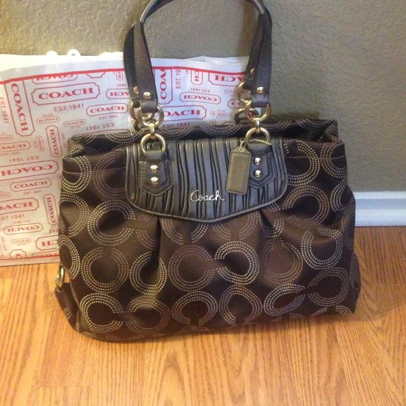 NWT Brown/Bronze Coach dotted carryall REDUCED!!!!