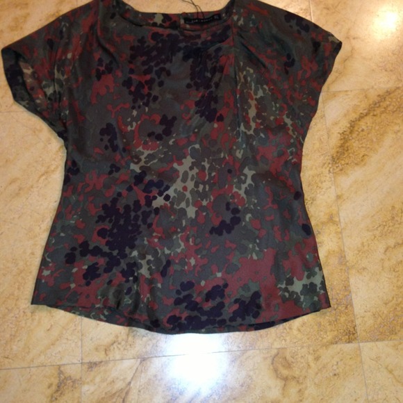 Camo silk top