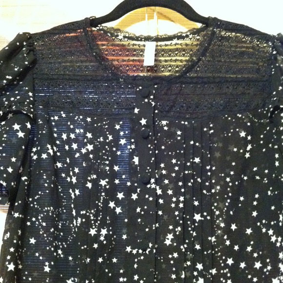 RESERVED - Black Lace Top with Stars