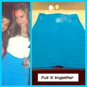 Turquoise High Waisted Bandage Skirt