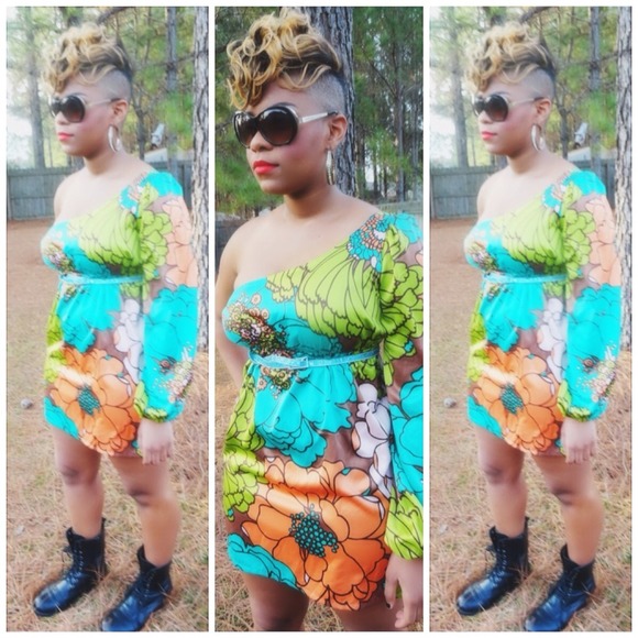 ❌SOLD❌Tropical One Shoulder Dress