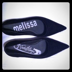 Melissa brand pointy, velvet flats.