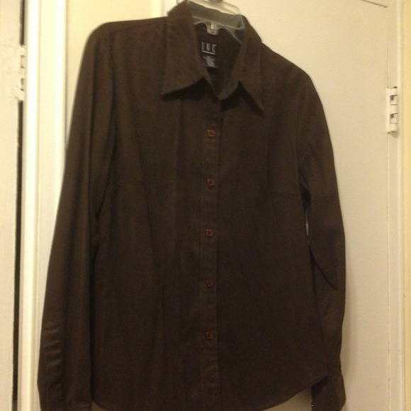 INC Suede like brown blouse