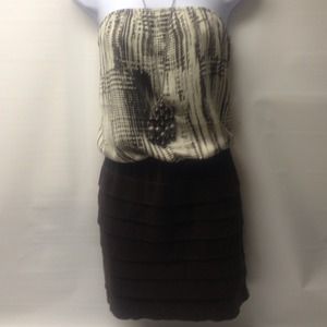 Mustard Seed Strapless Brown & Cream Dress