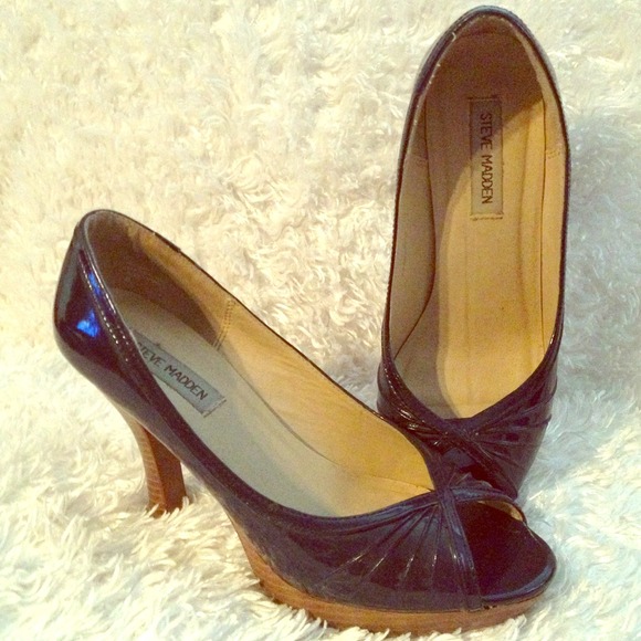 Navy blue peep toe heels