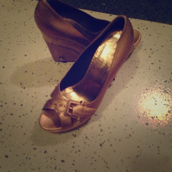 Size 37.5 bcbg super tall wedge copper