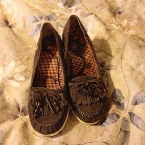 Size 9 - BC Footwear brown suede wedges