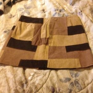 Size 13-14 - Brown Suede Patchwork Skirt. New