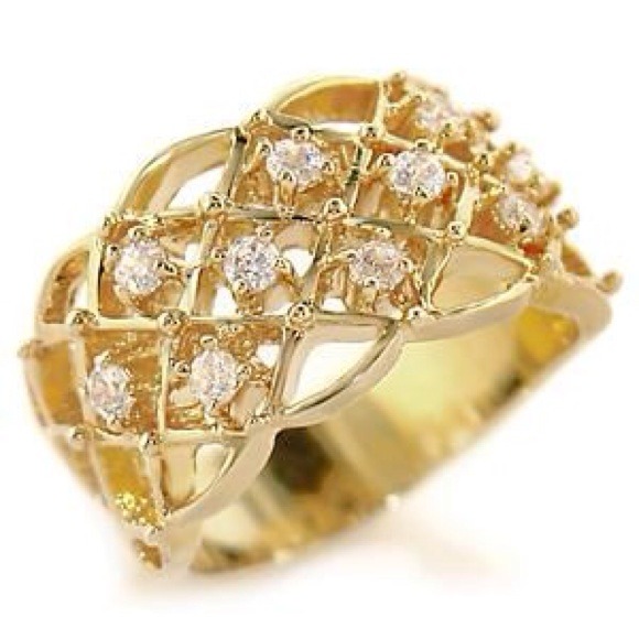Gold plated cocktail pave band