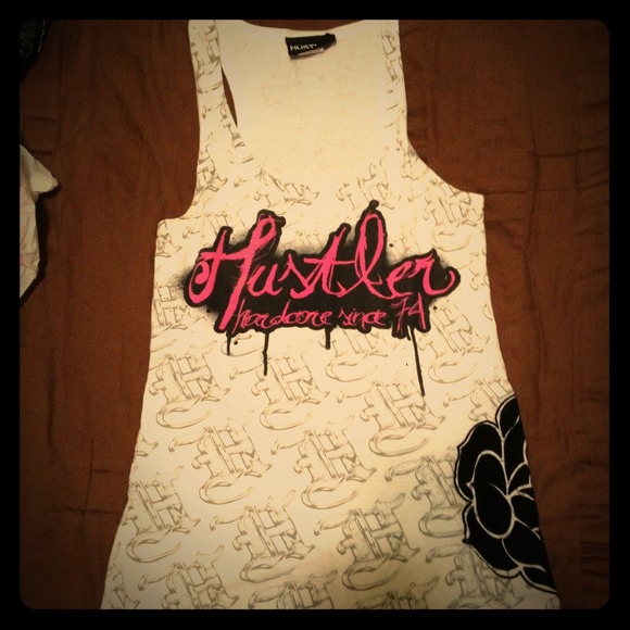 Hustler Pink and Black razor back tank