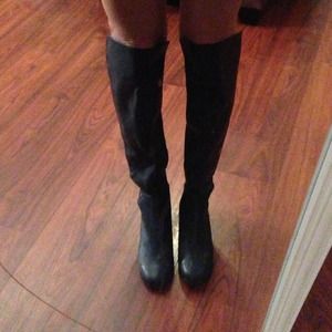 Navy Blue Over-the-knee Eiffel Boots