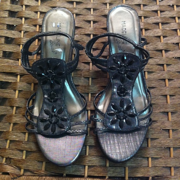 Dark grey open toed shoes