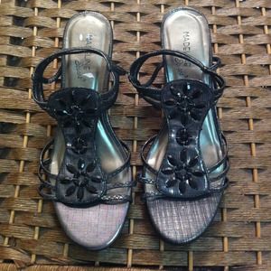 Dark grey open toed shoes